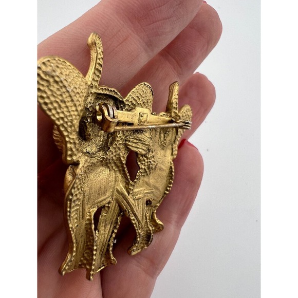 Vintage Women's jewelry Pair of Elephant Trunk Up Pewter Pin Brooch Collectible - Picture 7 of 9